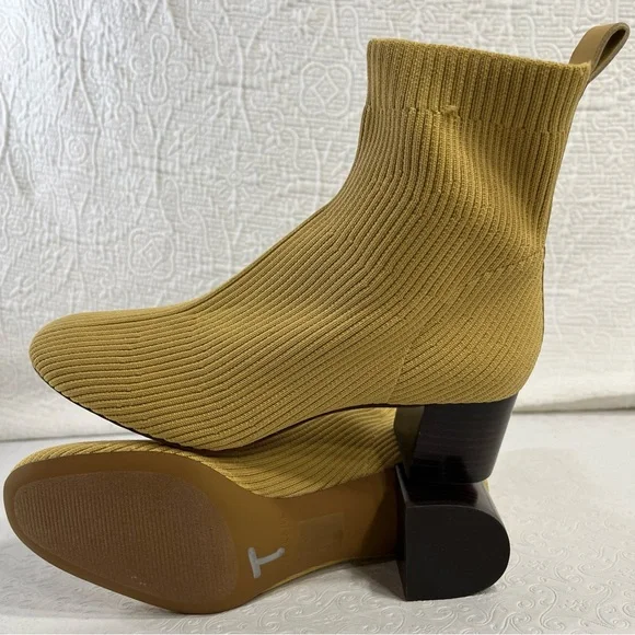 Everlane The Glove Boot Size 7 Yellow Ankle Ribbed Fabric Uppers 2 in Block Heel - Picture 14 of 16